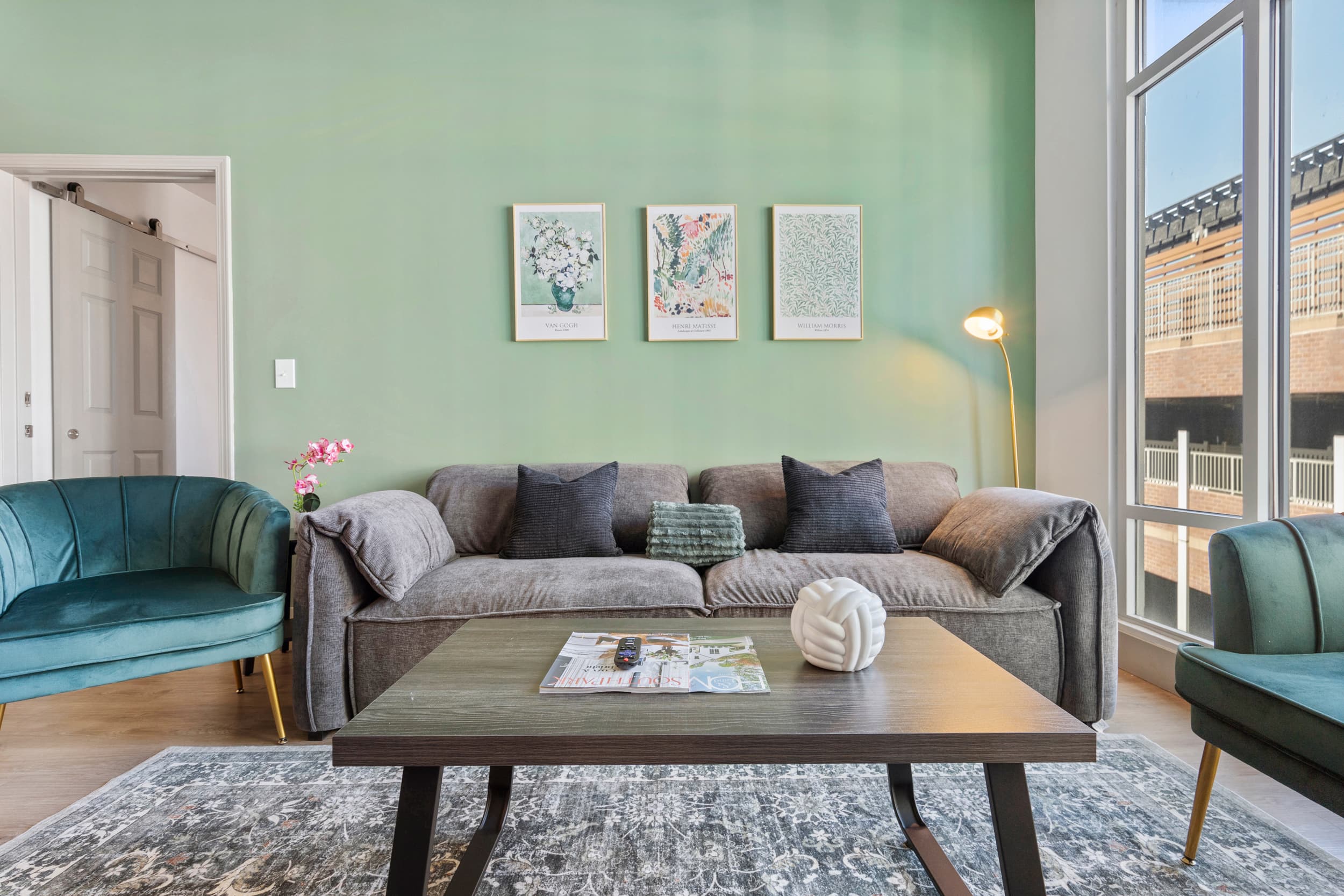 Sage green living room